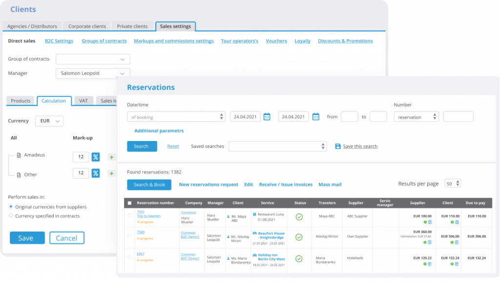 Back office configuration