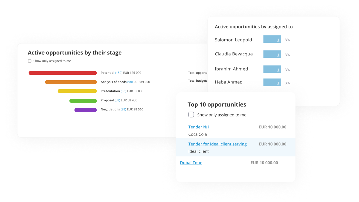 Active opportunities by their stage