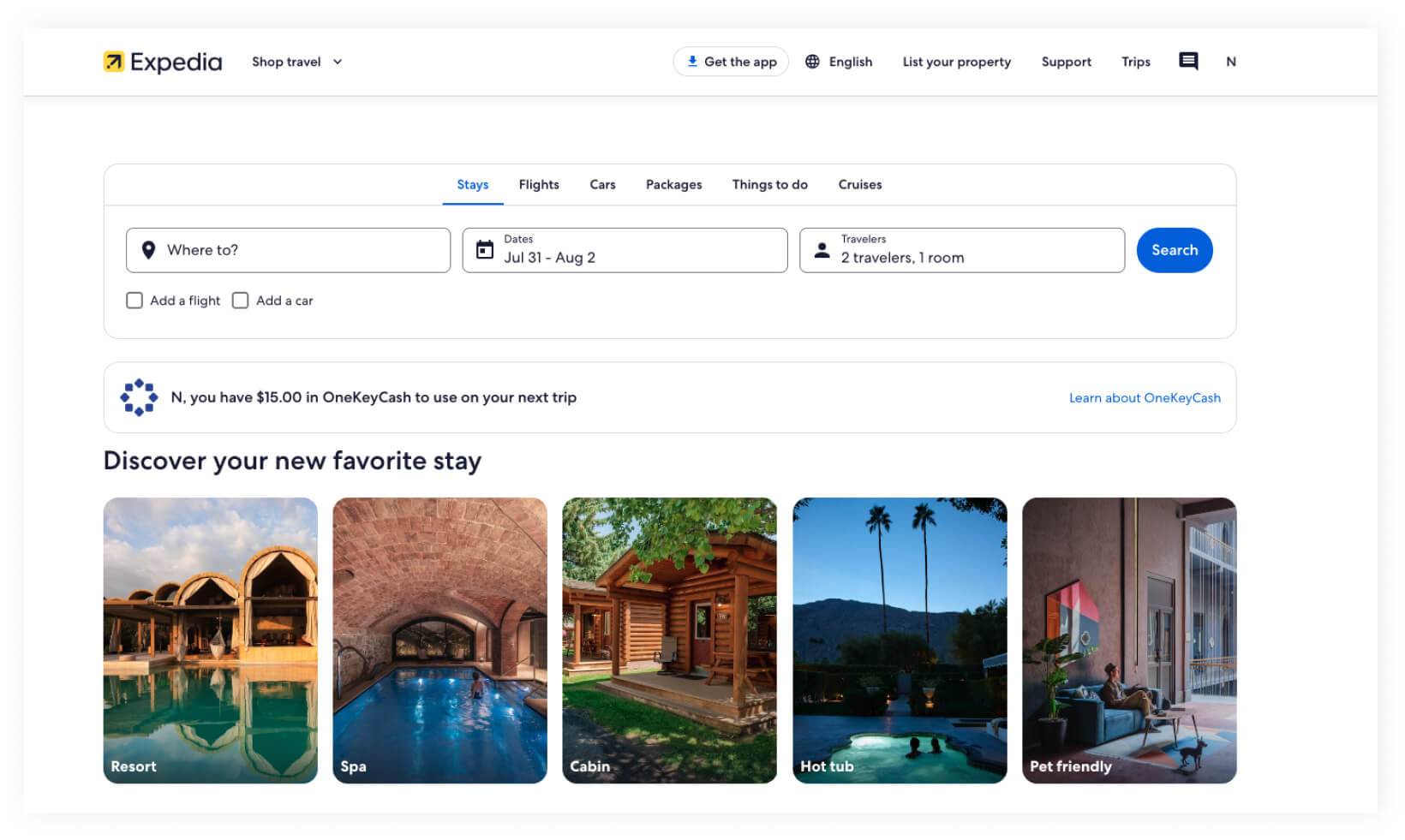 Expedia neues Design